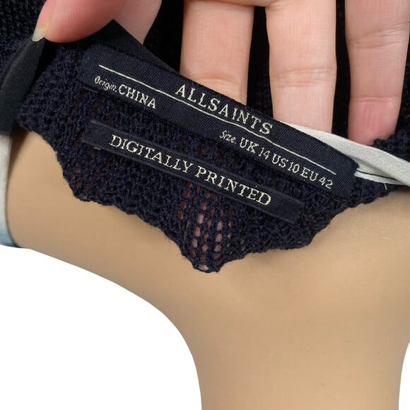 AllSaints Echo Leopard Silkscreen Merino Wool Raglan Pullover Sweater SZ 10 - Picture 8 of 9